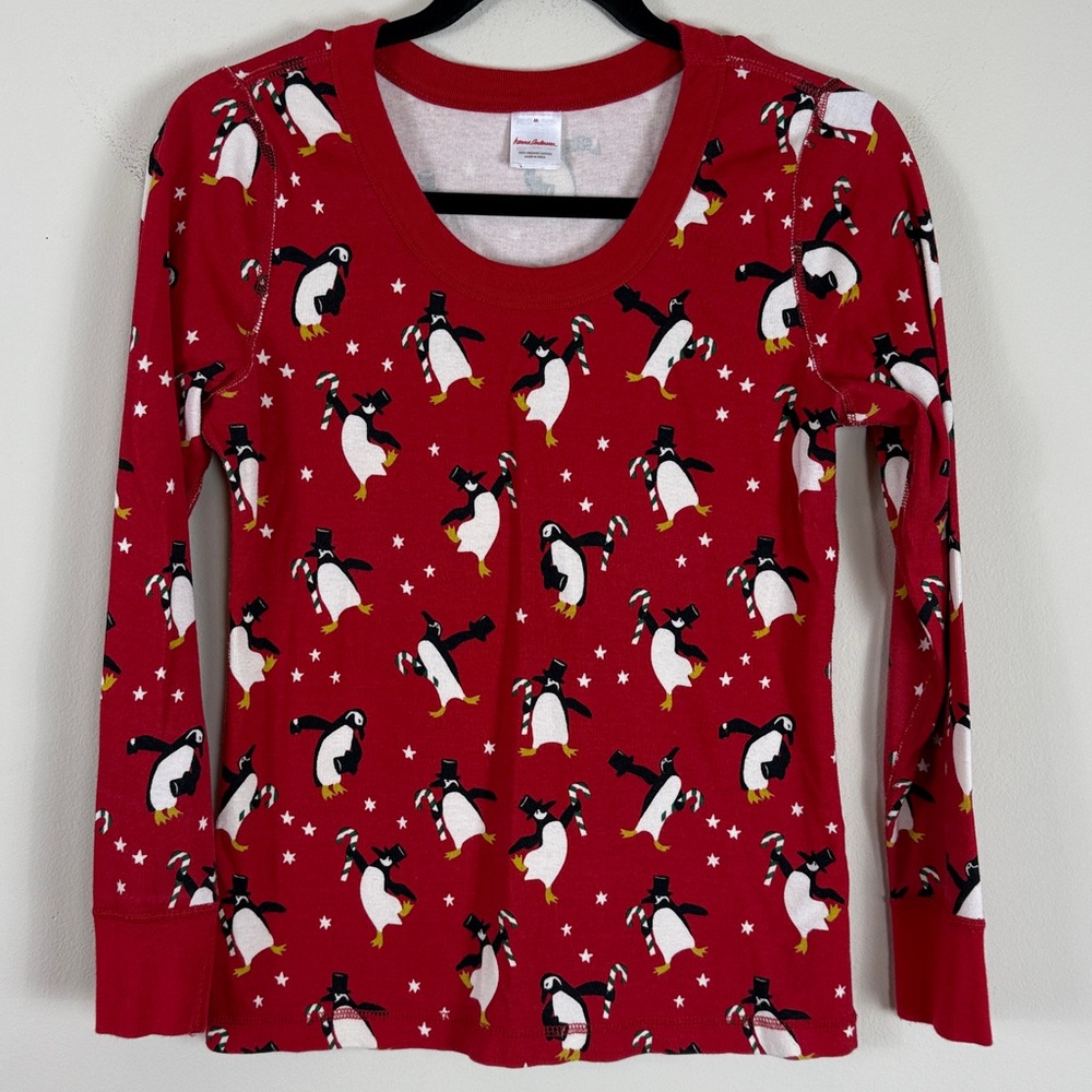 Hanna Andersson 100% Cotton Red Christmas Penguin Women’s Long sleeve Size Med